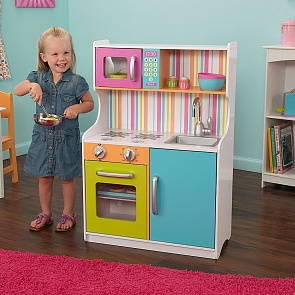 Деревянная игровая кухня для девочек Делюкс Мини Bright Toddler Kitchen (KidKraft, 53378_KE)